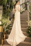 Trumpet-Mermaid Sweep-Brush Train Satin Wedding Dress CW3030 - COCOMELODY