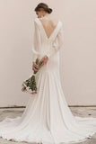 Sweep-Brush Train Satin Chiffon Wedding Dress CW3038 - COCOMELODY