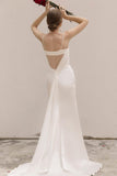Sheath-Column Sweep-Brush Train Satin Wedding Dress CW3039 - COCOMELODY