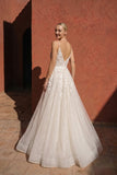 A-Line Floor Length Lace Tulle Wedding Dress CW3119