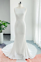 Trumpet-Mermaid Court Train Stretch Satin Wedding Dress CW3136 - COCOMELODY