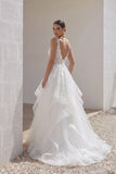 A-Line Court Train Lace Tulle Wedding Dress CW3154