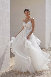 A-Line Court Train Lace Tulle Wedding Dress CW3154