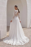 A-Line Court Train Lace Chiffon Wedding Dress CW3163CR