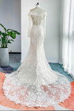 Trumpet-Mermaid Chapel Train Lace Tulle Wedding Dress CW3204CR - COCOMELODY