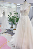 A-Line Court Train Lace Tulle Wedding Dress CW3238CR - COCOMELODY