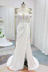 Trumpet-Mermaid Court Train Stretch Satin Wedding Dress CW3291 - COCOMELODY