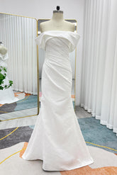 Mermaid Sweep-Brush Train Jacquard Satin Wedding Dress CW3294 - COCOMELODY