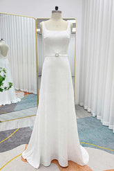 Mermaid Sweep-Brush Train Jacquard Satin Wedding Dress CW3296 - COCOMELODY