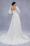 A-Line Court Train Satin Wedding Dress CW3329 - COCOMELODY