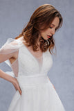 A-Line Court Train Glitter Wedding Dress CW3333 - COCOMELODY