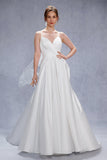A-Line Court Train Satin Tulle Wedding Dress CW3336 - COCOMELODY
