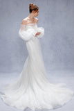 A-Line Court Train Lace Tulle Wedding Dress CW3337 - COCOMELODY