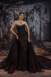 Trumpet-Mermaid Chapel Train Lace Tulle Wedding Dress CW3344 - COCOMELODY