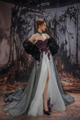 A-Line Court Train Lace Tulle Wedding Dress CW3345 - COCOMELODY