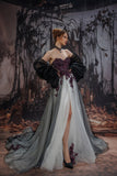A-Line Court Train Lace Tulle Wedding Dress CW3345 - COCOMELODY