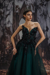 A-Line Chapel Train Sequined Lace Tulle Wedding Dress CW3347 - COCOMELODY