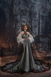 A-Line Cathedral Train Glitter Sparkle Tulle Wedding Dress CW3349 - COCOMELODY