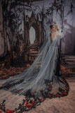 A-Line Cathedral Train Glitter Sparkle Tulle Wedding Dress CW3349 - COCOMELODY