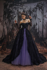 A-Line Chapel Train Sequined Lace Tulle Wedding Dress CW3351 - COCOMELODY