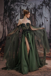 A-Line Court Train Sequined Lace Tulle Wedding Dress CW3352 - COCOMELODY