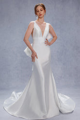 Trumpet-Mermaid Court Train Mikado Wedding Dress CW3356 - COCOMELODY