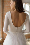 A-Line Wedding Dress with Tulle and Long Sleeves CW3374 - COCOMELODY