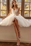 Sweetheart Beaded Tulle Short-Mini Little White Dress CW3381 - COCOMELODY