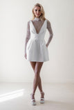A-Line Short-Mini Satin Wedding Dress CW3400 - COCOMELODY