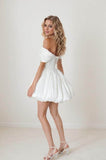 A-Line Short-Mini Mikado Wedding Dress CW3404CR - COCOMELODY