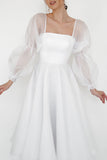 A-Line Tea Length Organza Wedding Dress CW3408