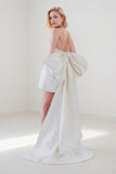 A-Line Short-Mini Satin Wedding Dress CW3415 - COCOMELODY