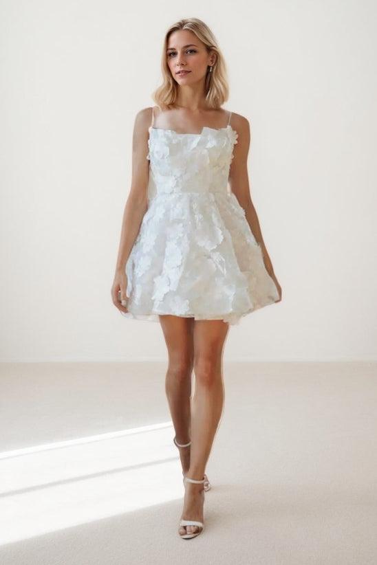 A-Line Short-Mini Lace Tulle Wedding Dress CW3416 - COCOMELODY