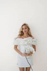 Sheath-Column Short-Mini Satin Wedding Dress CW3418 - COCOMELODY