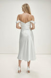 A-Line Tea Length Satin Wedding Dress CW3420 - COCOMELODY