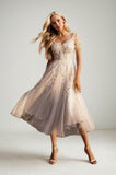 A-Line Tea Length Lace Tulle Wedding Dress CW3427 - COCOMELODY