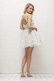 A-Line Short-Mini Lace Wedding Dress CW3433 - COCOMELODY