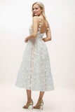 A-Line Tea Length Lace Wedding Dress CW3434 - COCOMELODY