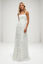 A-Line Floor Length Lace Wedding Dress CW3435 - COCOMELODY