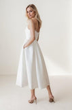 A-Line Tea Length Satin Wedding Dress CW3436 - COCOMELODY
