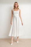 A-Line Tea Length Satin Wedding Dress CW3438 - COCOMELODY