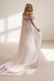 A-Line Court Train Elastic Cloth Wedding Dress CW3440 - COCOMELODY