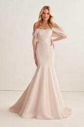 Mermaid Sweep-Brush Train Mikado Wedding Dress CW3442 - COCOMELODY