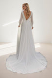 A-Line Court Train Elastic Cloth Chiffon Wedding Dress CW3445 - COCOMELODY