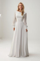 A-Line Court Train Elastic Cloth Chiffon Wedding Dress CW3445 - COCOMELODY