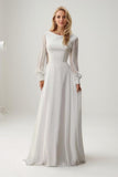 A-Line Court Train Elastic Cloth Chiffon Wedding Dress CW3445 - COCOMELODY