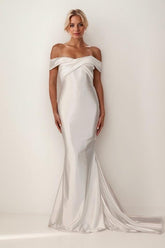 Mermaid Court Train Elastic Silk like Satin Wedding Dress CW3448 - COCOMELODY