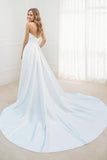 A-Line Court Train Satin Wedding Dress CW3450 - COCOMELODY