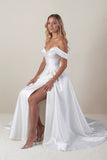 A-Line Court Train Mikado Wedding Dress CW3451