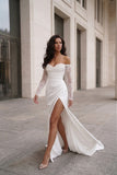 Mermaid Sweep-Brush Train Lace Elastic Cloth Wedding Dress CW3455CR